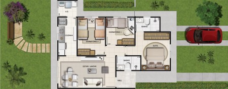 Casa 3 dormitórios com suíte de 60 M².